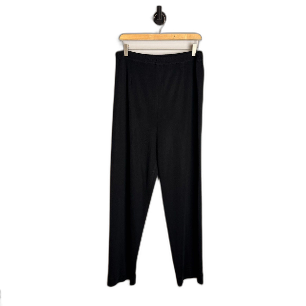 Exclusively Misook Black Knit Pull-On Pants Women’s Large Flowy Wide Leg Stretch